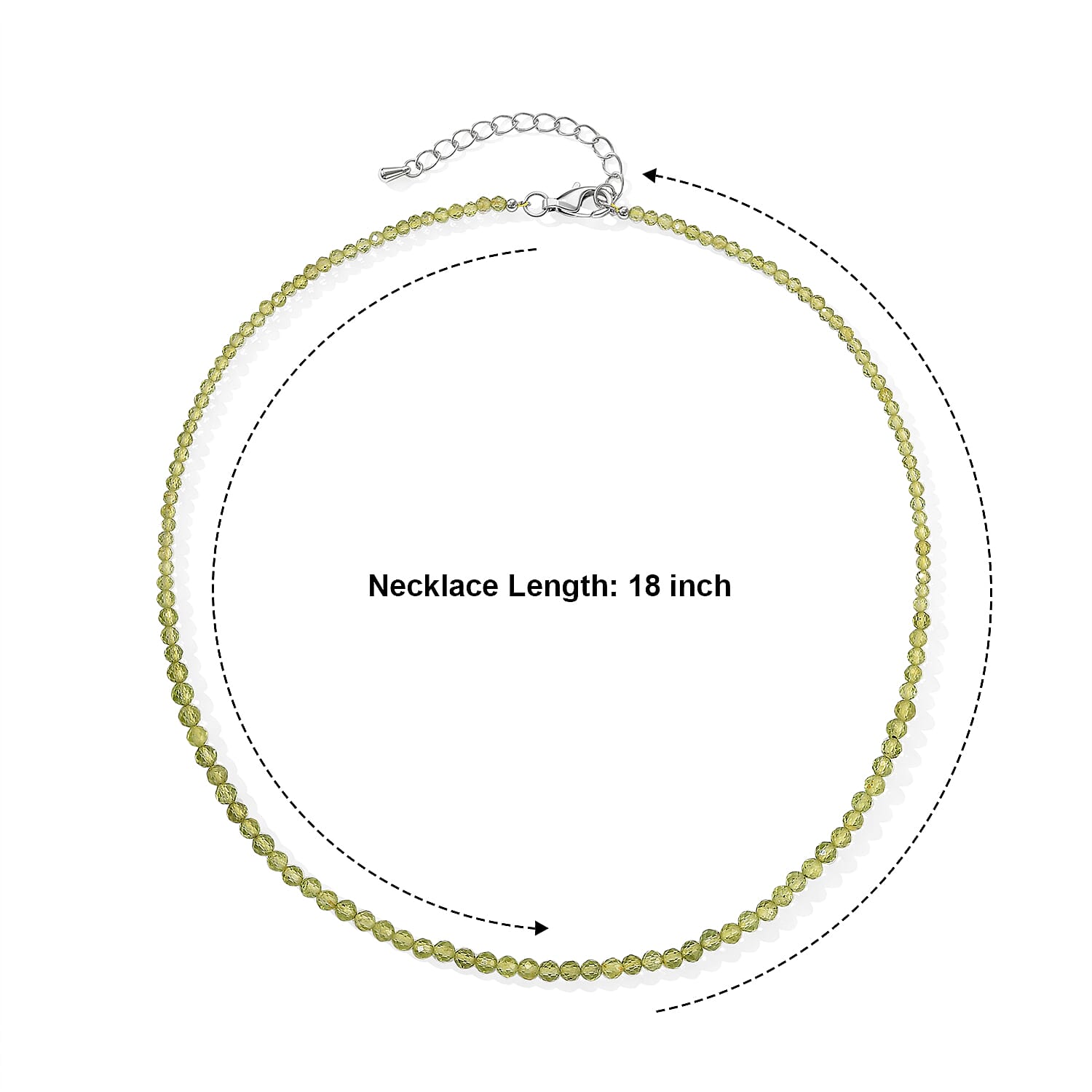 EverTrue Hebei Peridot 42.00 ctw Necklace in Stainless Steel 18 Inches