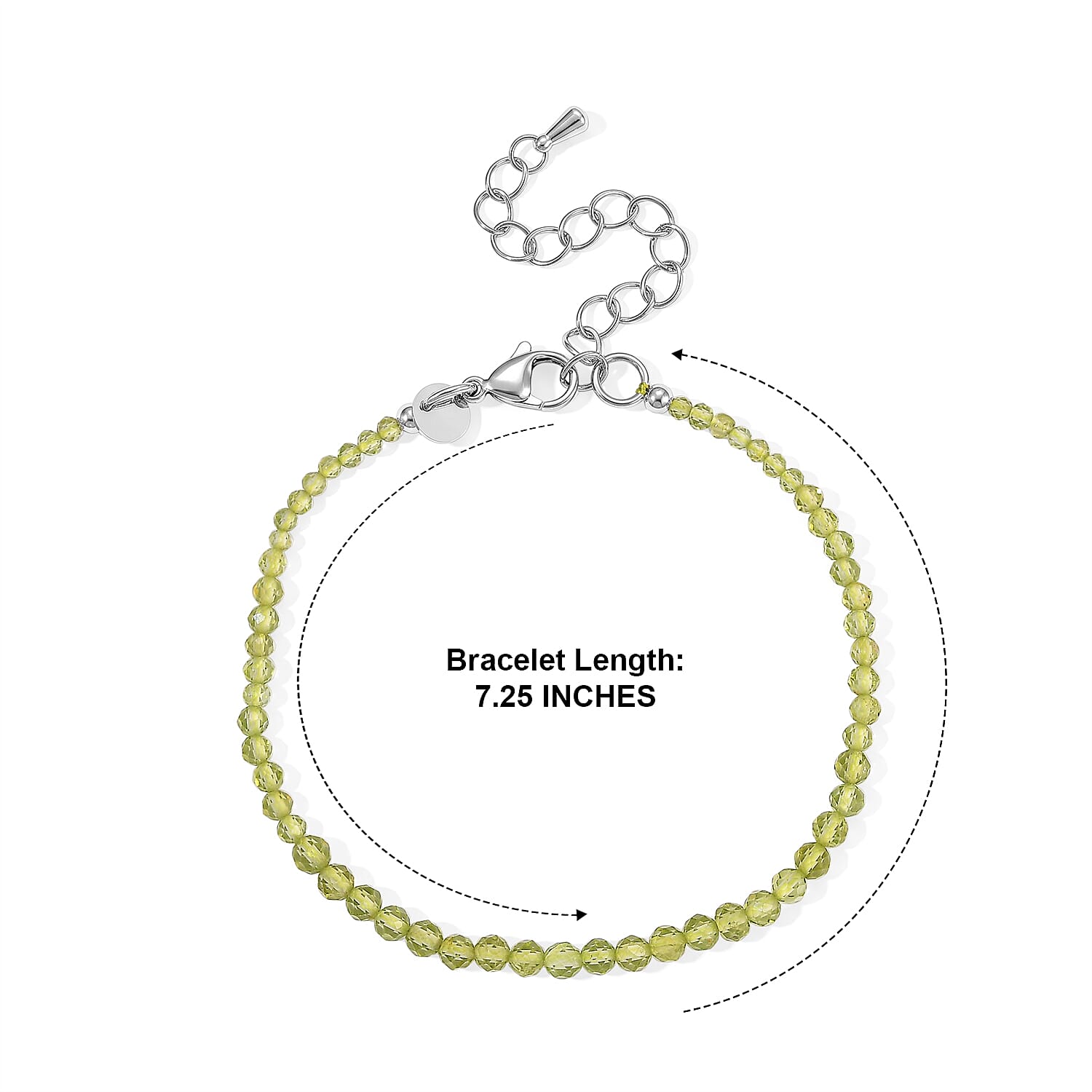 EverTrue Hebei Peridot 12.00 ctw Bracelet in Stainless Steel (7.25 In)