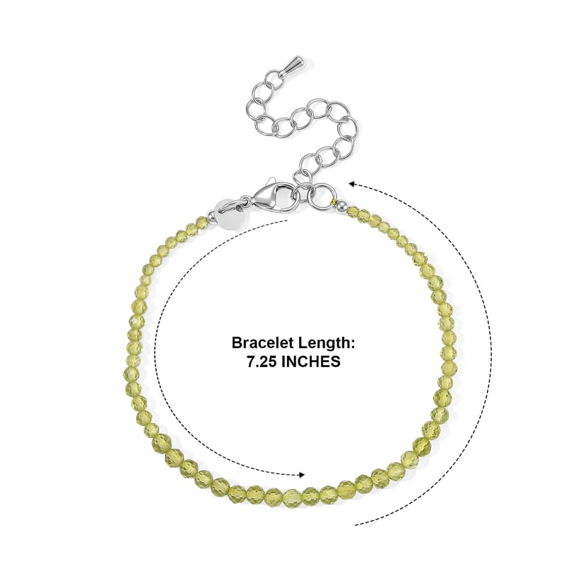 EverTrue Hebei Peridot 12.00 ctw Bracelet in Stainless Steel (7.25 In)