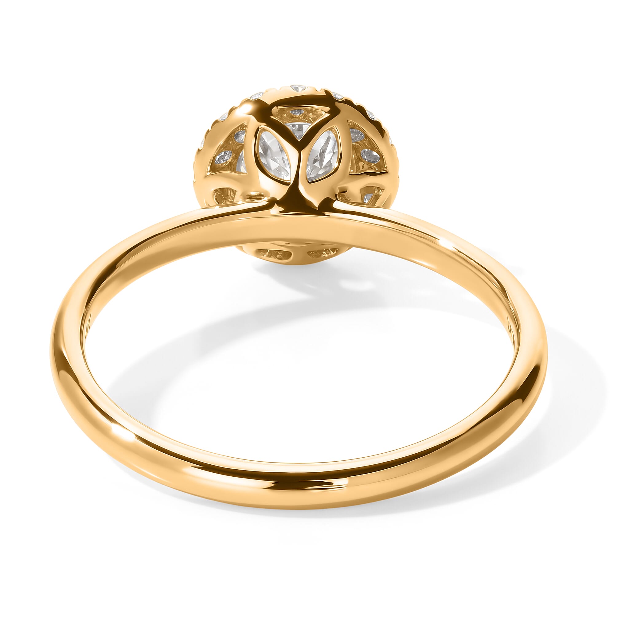 Luxuriant Lab Grown Diamond E-F VS 0.75 ctw Halo Featherlight Comfort Band Ring in 14K Yellow Gold (Size 4.0)