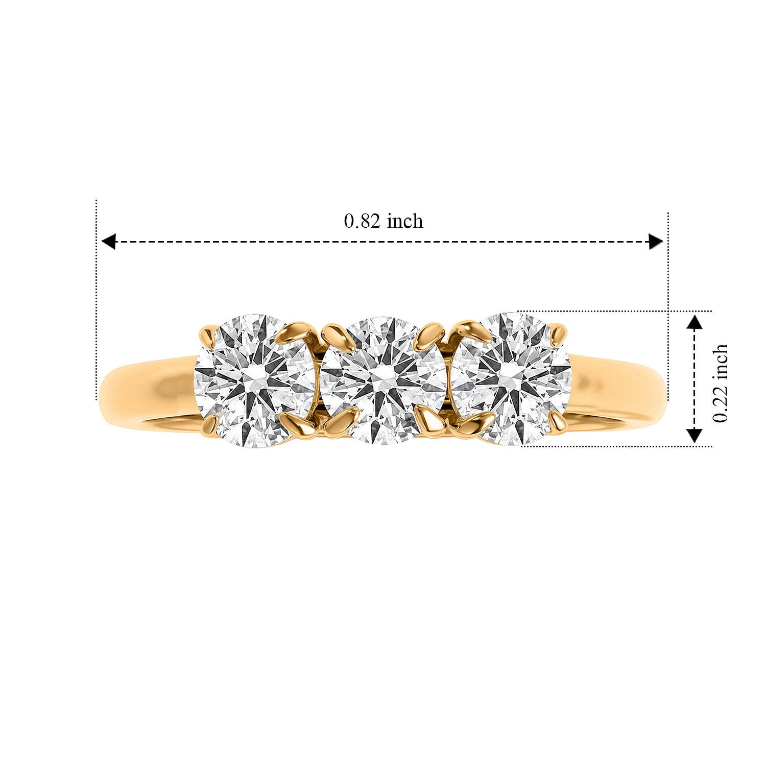 Luxuriant Lab Grown Diamond E-F VS 0.75 ctw Trilogy Featherlight Comfort Band Ring in 14K Yellow Gold (Size 4.0)