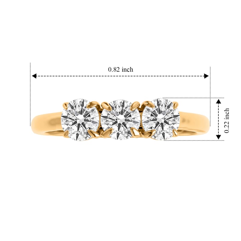 Luxuriant Lab Grown Diamond E-F VS 0.75 ctw Trilogy Featherlight Comfort Band Ring in 14K Yellow Gold (Size 4.0)