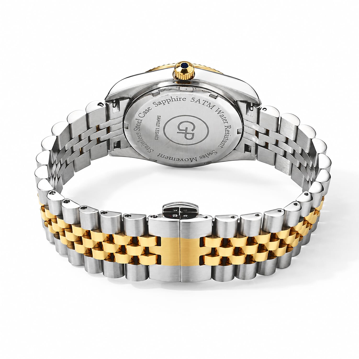GP Multi Color Austrian Crystal 0.10 ctw Ronda 763 Swiss Movement Watch in ION Plated YG and Stainless Steel