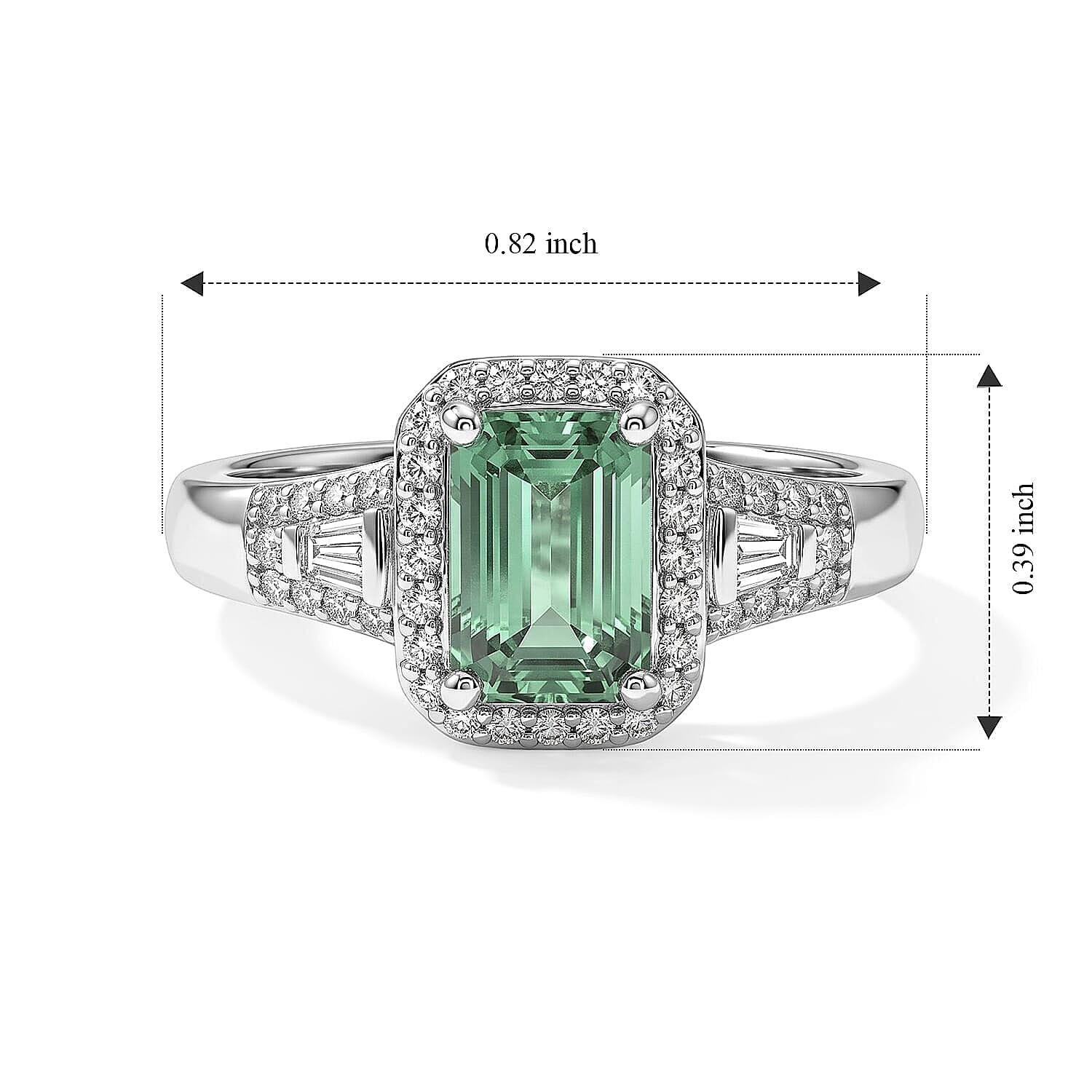 Luxoro AAA Arquiana Mint Tourmaline and Diamond I2 1.50 ctw Ring in 14K White Gold (Size 5.0)