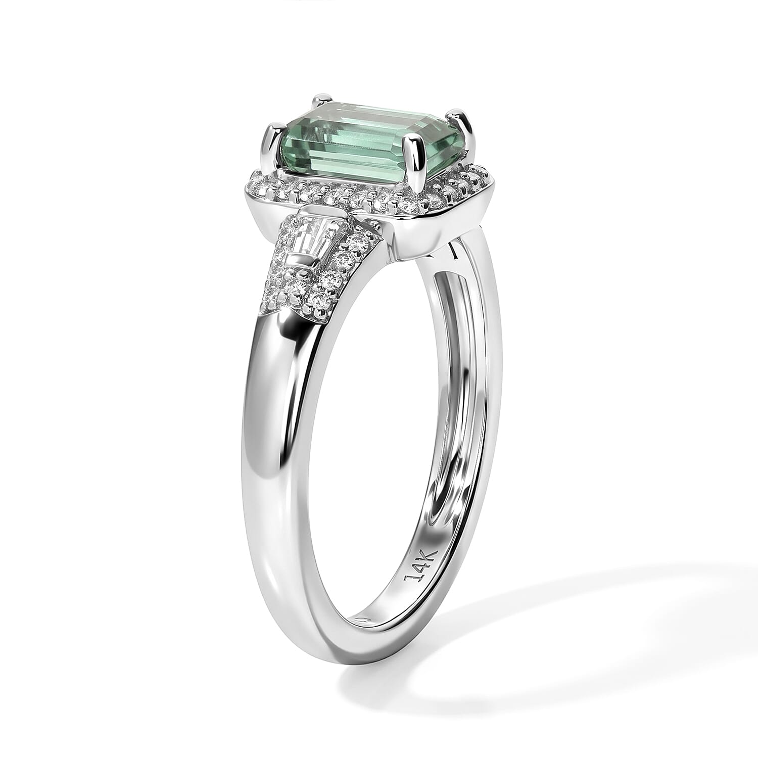 Luxoro AAA Arquiana Mint Tourmaline and Diamond I2 1.50 ctw Ring in 14K White Gold (Size 7.0)