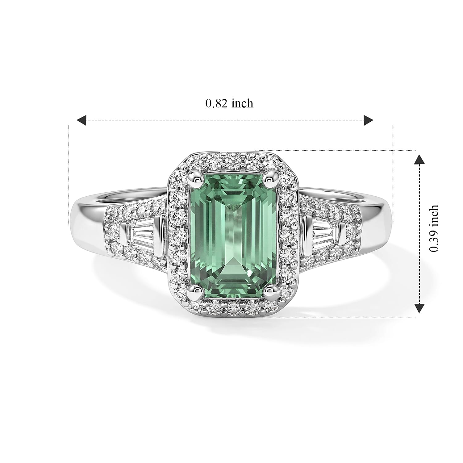 Luxoro AAA Arquiana Mint Tourmaline and Diamond I2 1.50 ctw Ring in 14K White Gold (Size 7.0)