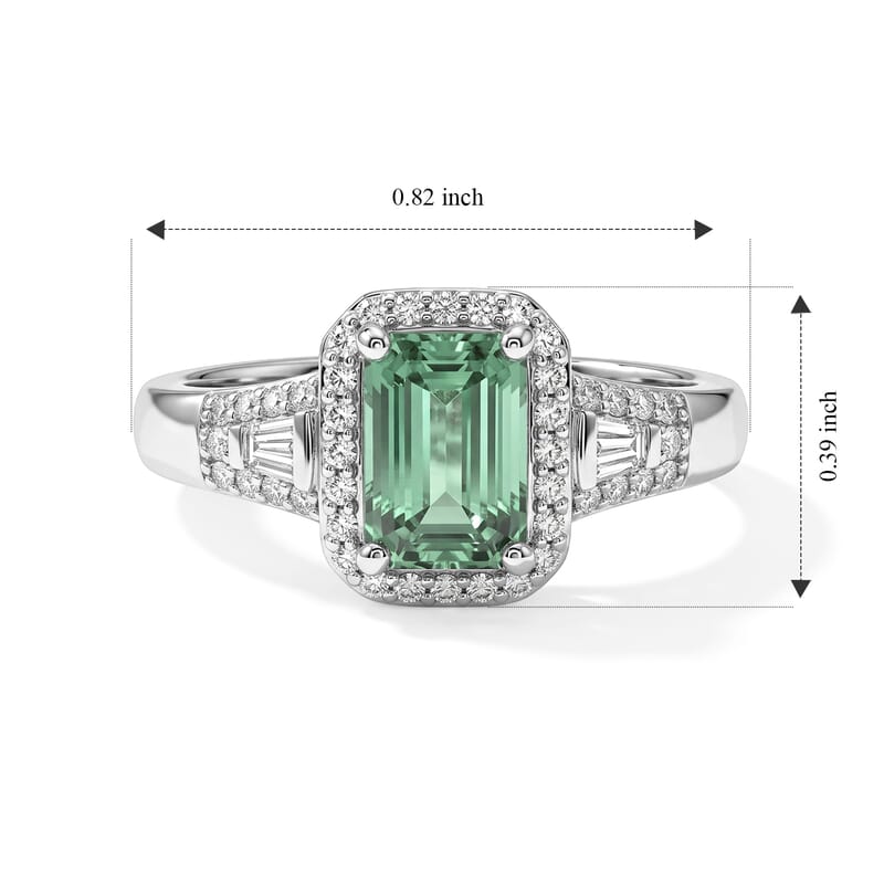 Luxoro AAA Arquiana Mint Tourmaline and Diamond I2 1.50 ctw Ring in 14K White Gold (Size 7.0)