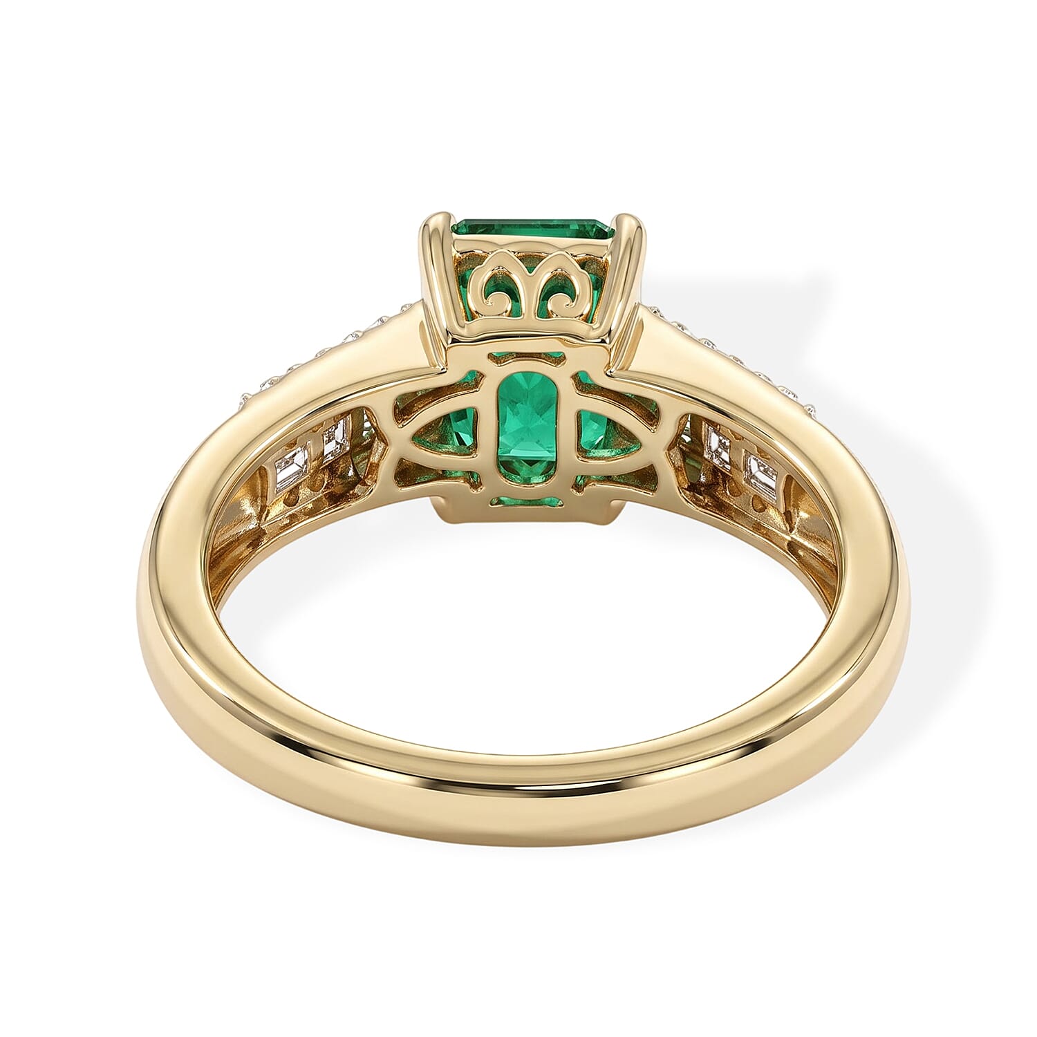 Luxoro AAA Kagem Zambian Emerald and Diamond I2 2.50 ctw Verdant Prism Ring in 10K Yellow Gold (Size 6.0)