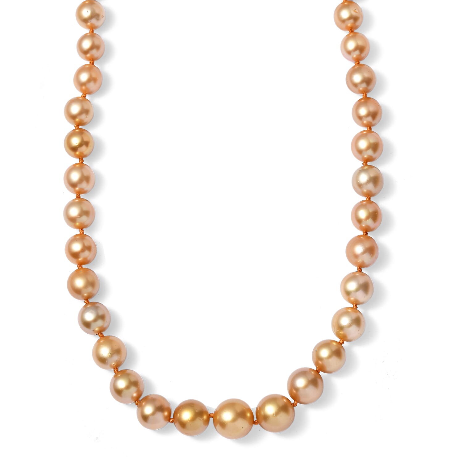 Certified and Appraised AAAA South Sea Golden Pearl Necklace in 950 Platinum 18 Inches