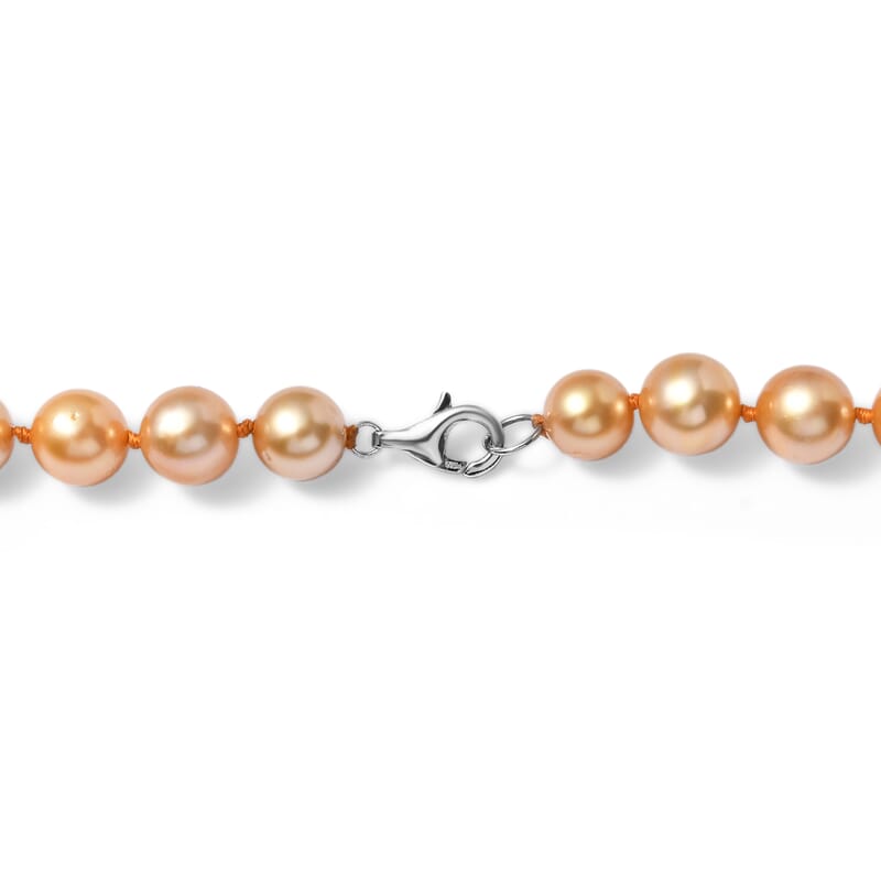 Certified and Appraised AAAA South Sea Golden Pearl Necklace in 950 Platinum 18 Inches