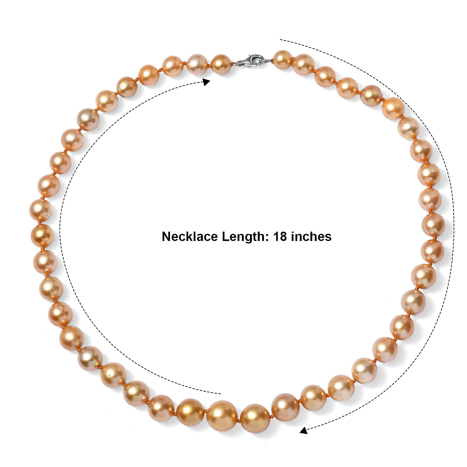 Certified and Appraised AAAA South Sea Golden Pearl Necklace in 950 Platinum 18 Inches