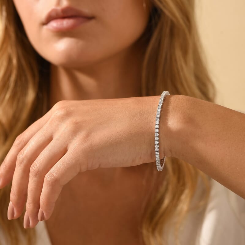Luxuriant Lab Grown Diamond G-H SI 2.50 ctw Bracelet in Rhodium Over Sterling Silver (6.50 In)