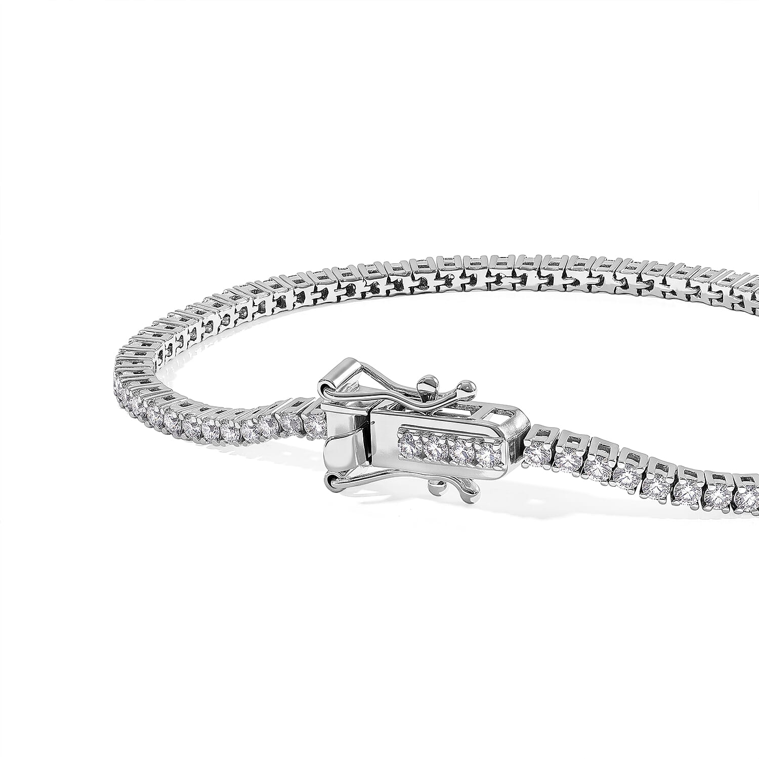 Luxuriant Lab Grown Diamond G-H SI 2.50 ctw Bracelet in Rhodium Over Sterling Silver (6.50 In)