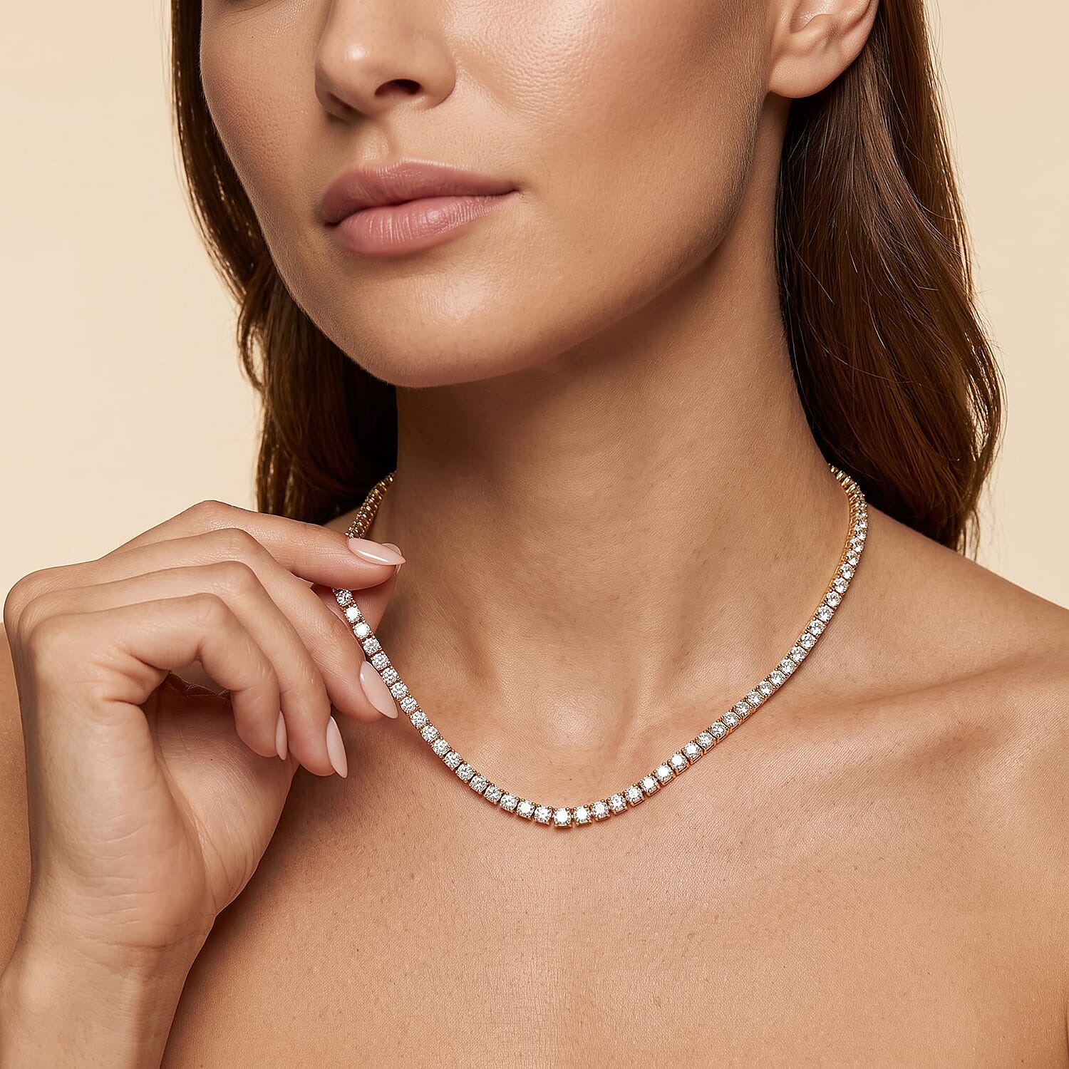 Luxuriant Lab Grown Diamond G-H SI 10.00 ctw Necklace in 18K Vermeil Yellow Gold Over Sterling Silver 18 Inches