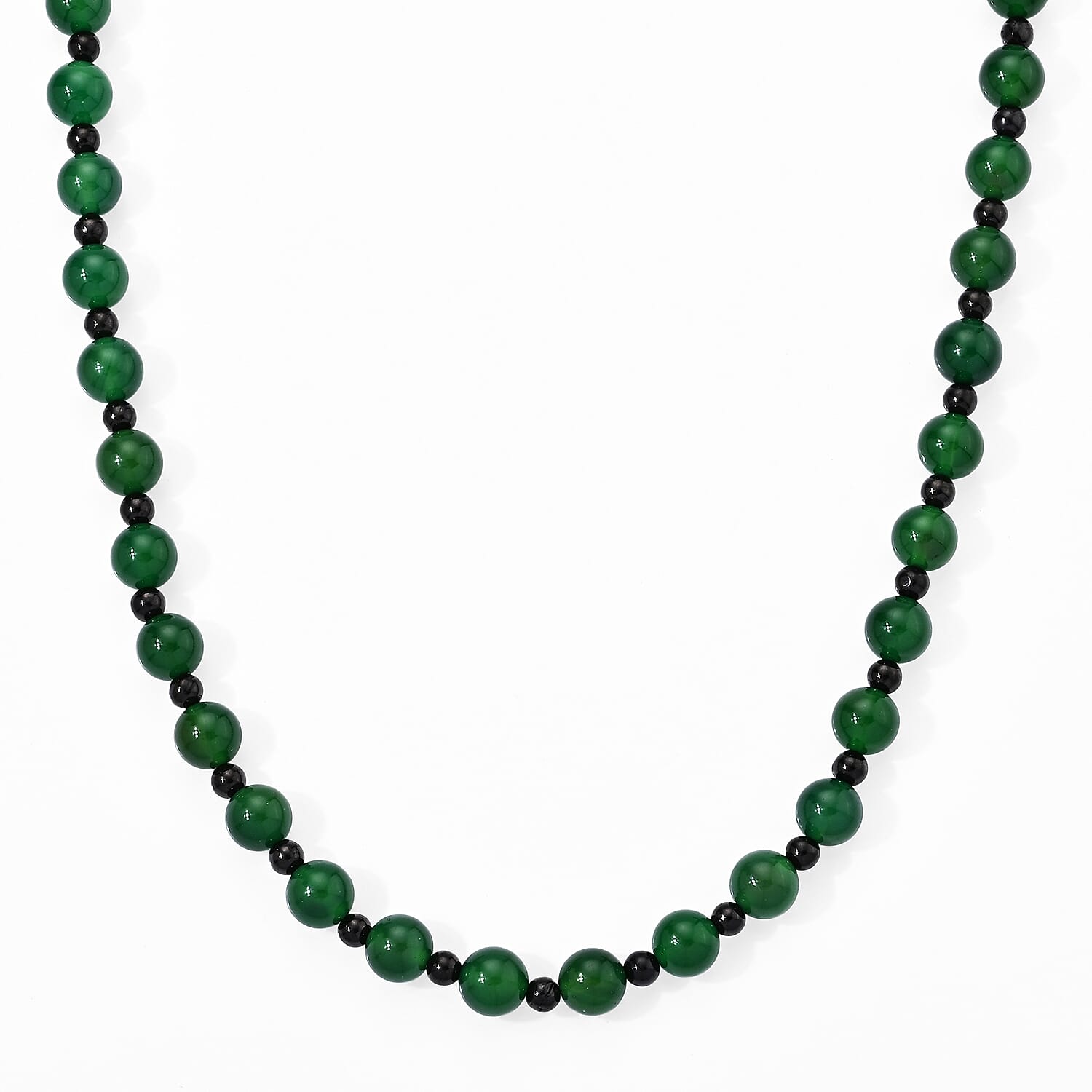 Verde Onyx and Shungite 350.00 ctw Verdant Harmony Beaded Necklace (20 Inches) in Stainless Steel