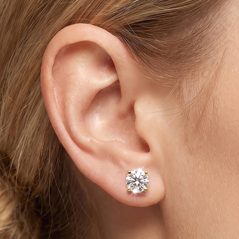 Luxuriant Lab Grown Diamond E-F VS 2.00 ctw Flat Back Earrings in 18K Vermeil Yellow Gold Over Sterling Silver