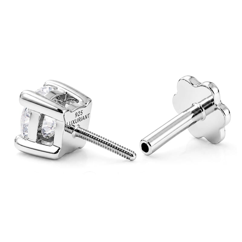 Luxuriant Lab Grown Diamond E-F VS 2.00 ctw Flat Back Earrings in Rhodium Over Sterling Silver