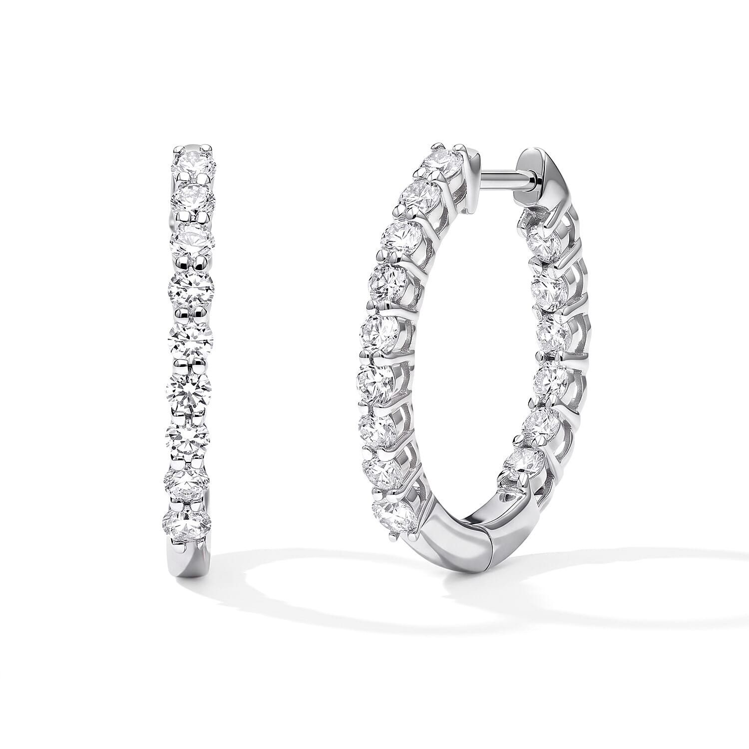 Luxuriant Lab Grown Diamond G-H SI 1.00 ctw Earrings in Rhodium Over Sterling Silver