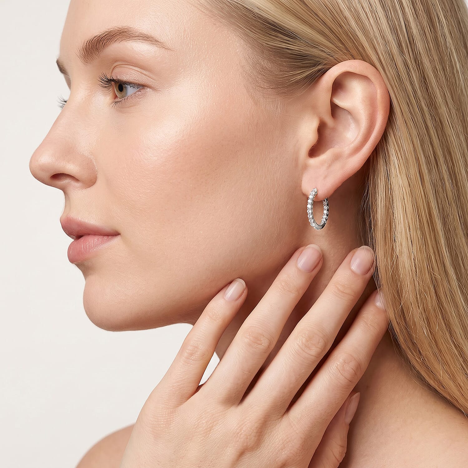 Luxuriant Lab Grown Diamond G-H SI 1.00 ctw Earrings in Rhodium Over Sterling Silver