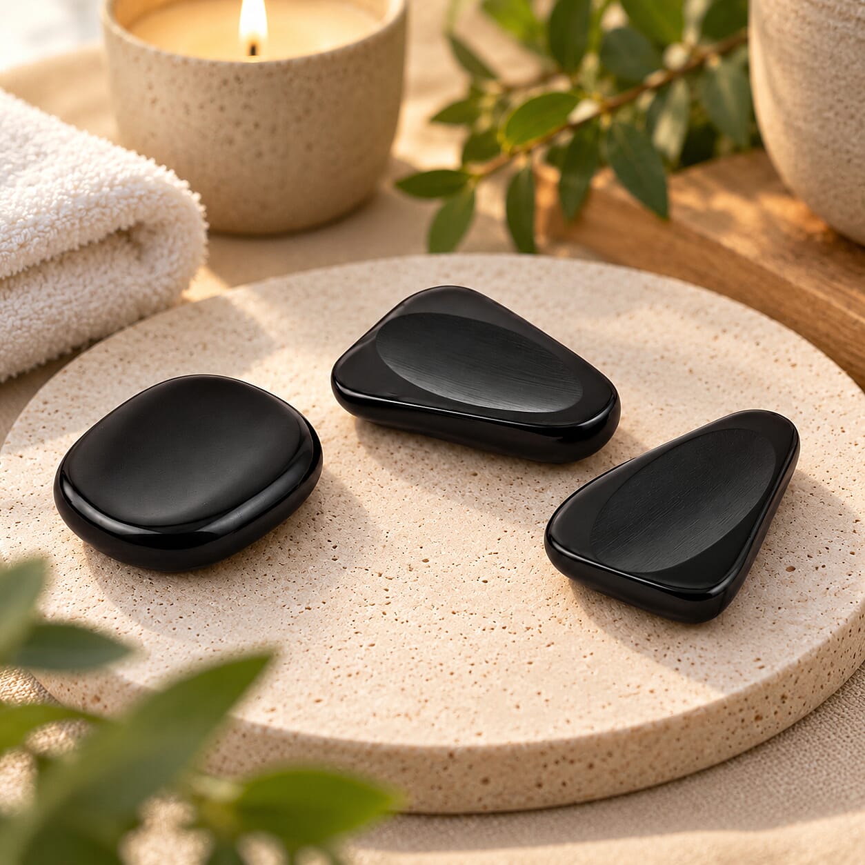 Black Feldspar Worry Stone (One Stone Per Purchase) (Style/Color Varies)