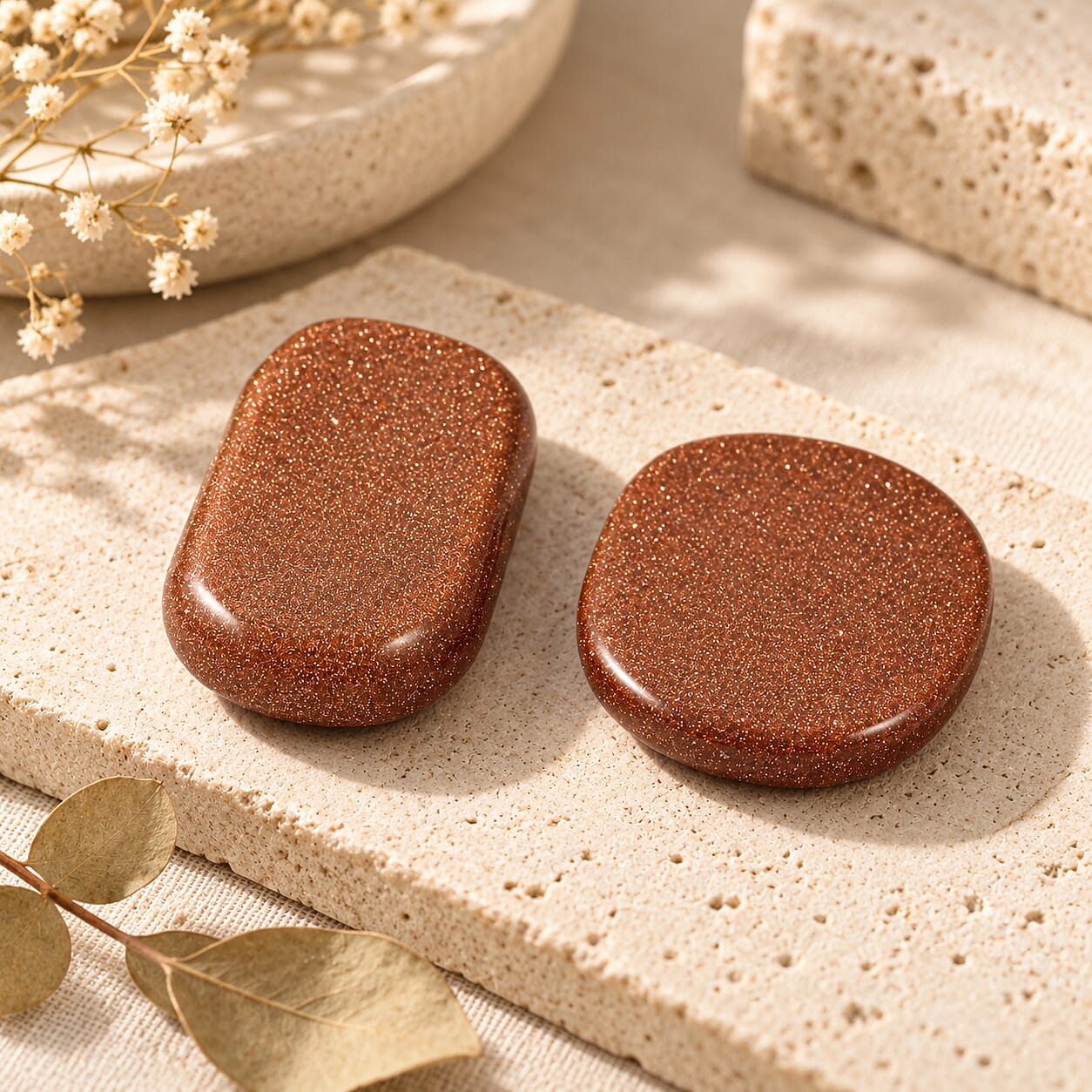 Goldstone Worry Stone (One Stone Per Purchase) (Style/Color Varies)