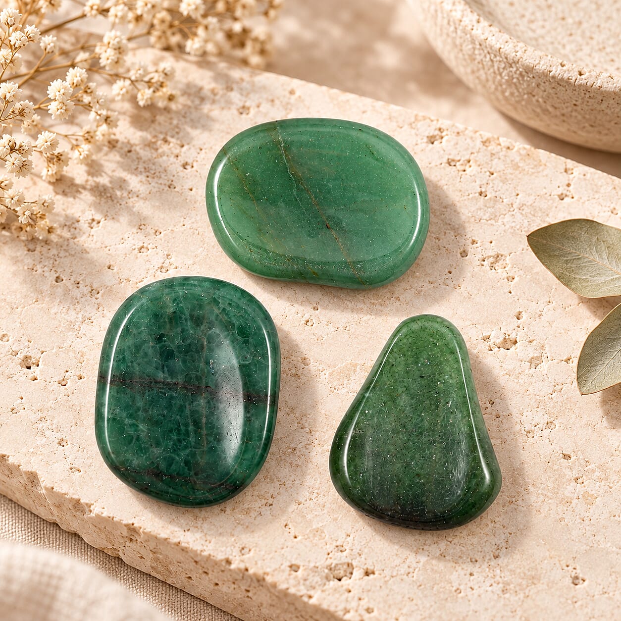 Green Aventurine Worry Stone (One Stone Per Purchase) (Style/Color Varies)