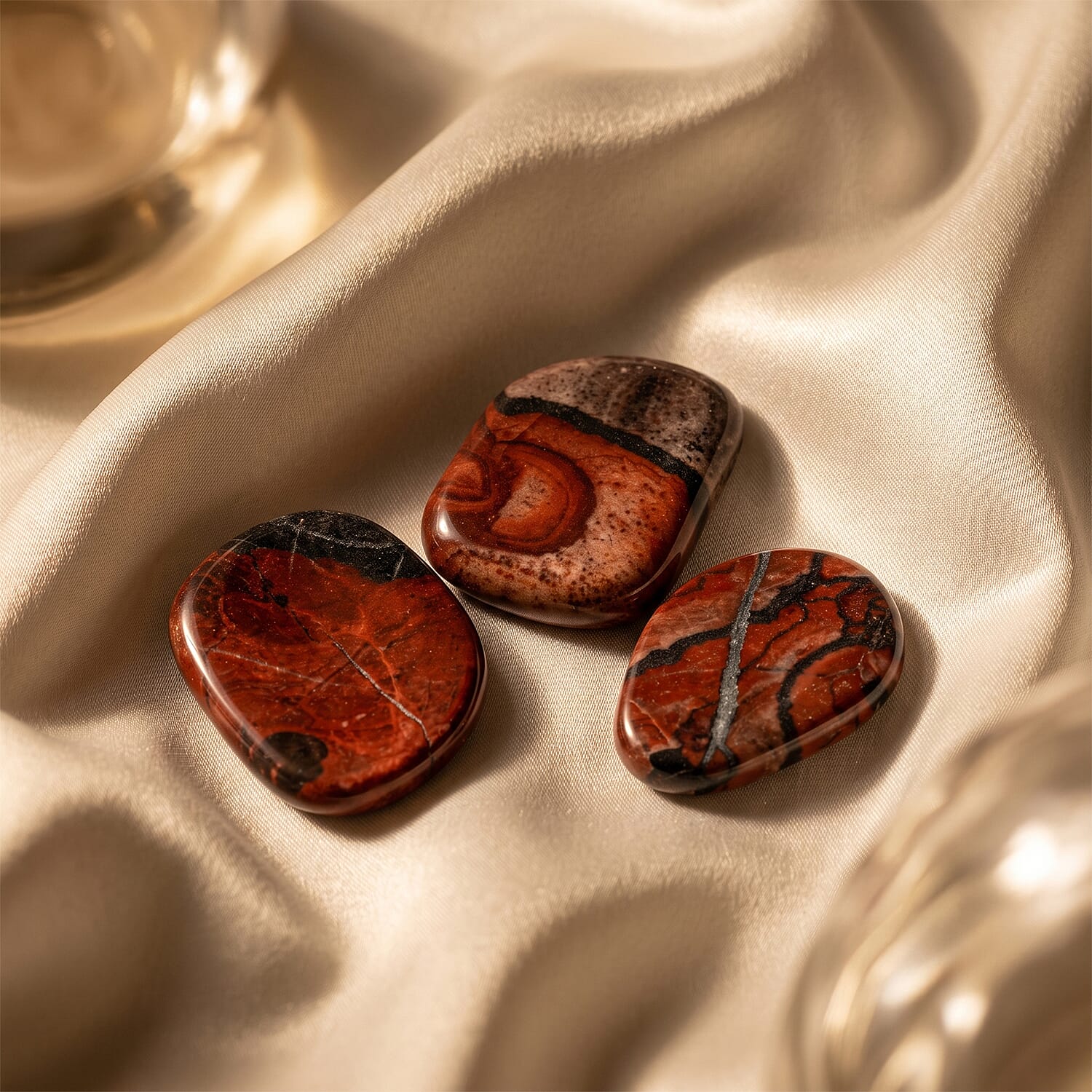 Red Velvet Agate Worry Stone (One Stone Per Purchase) (Style/Color Varies)