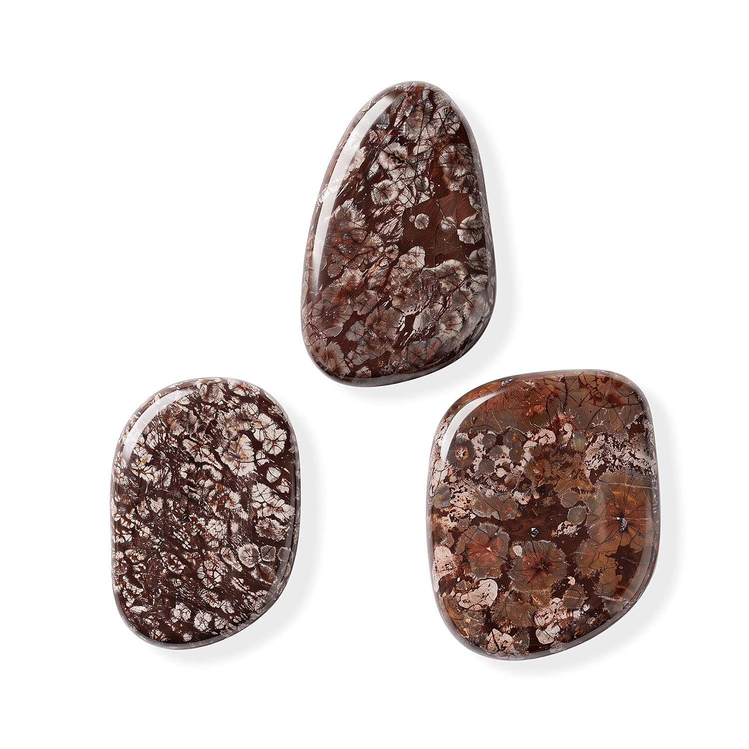 Flower Agate Worry Stone (One Stone Per Purchase) (Style/Color Varies)