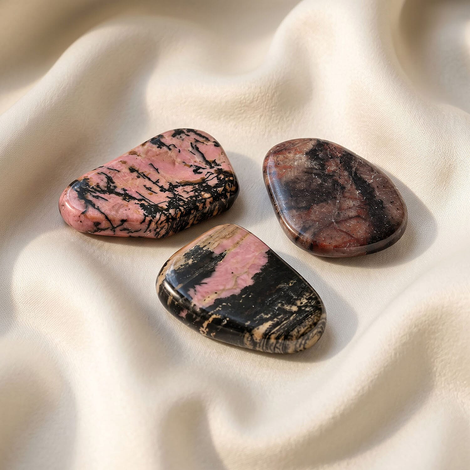 Rhodonite Worry Stone (One Stone Per Purchase) (Style/Color Varies)