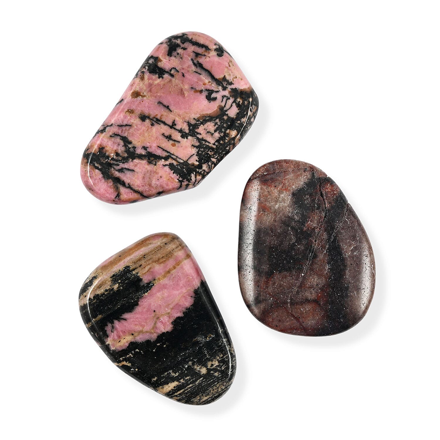 Rhodonite Worry Stone (One Stone Per Purchase) (Style/Color Varies)