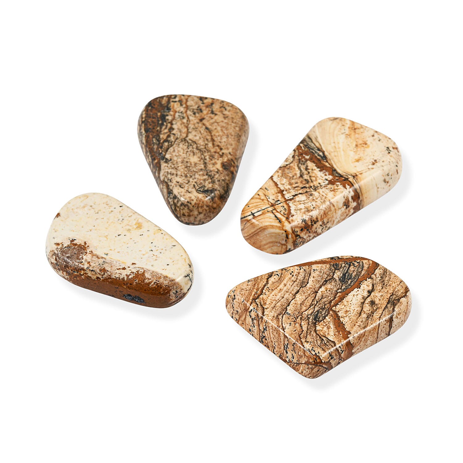 Picture Jasper Worry Stone (One Stone Per Purchase) (Style/Color Varies)