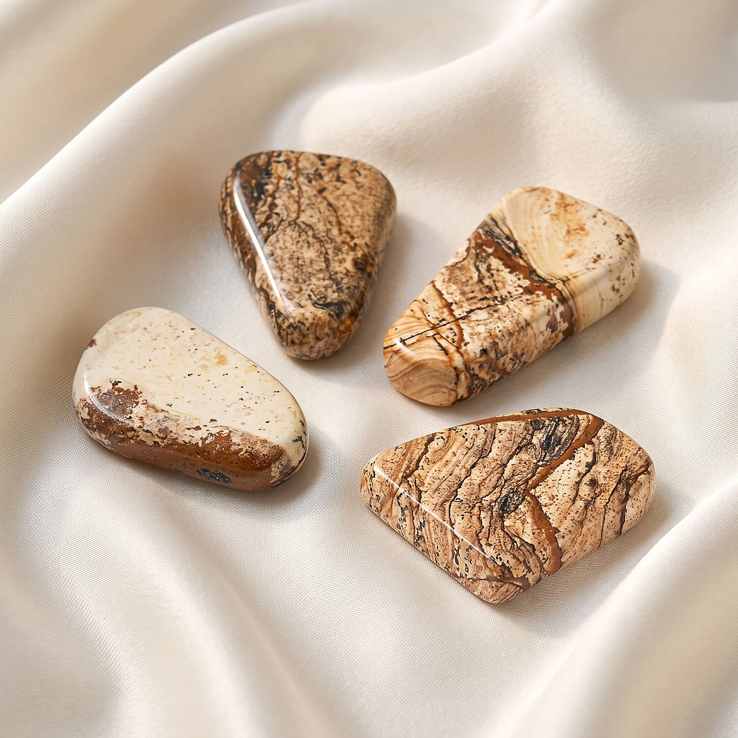 Picture Jasper Worry Stone (One Stone Per Purchase) (Style/Color Varies)