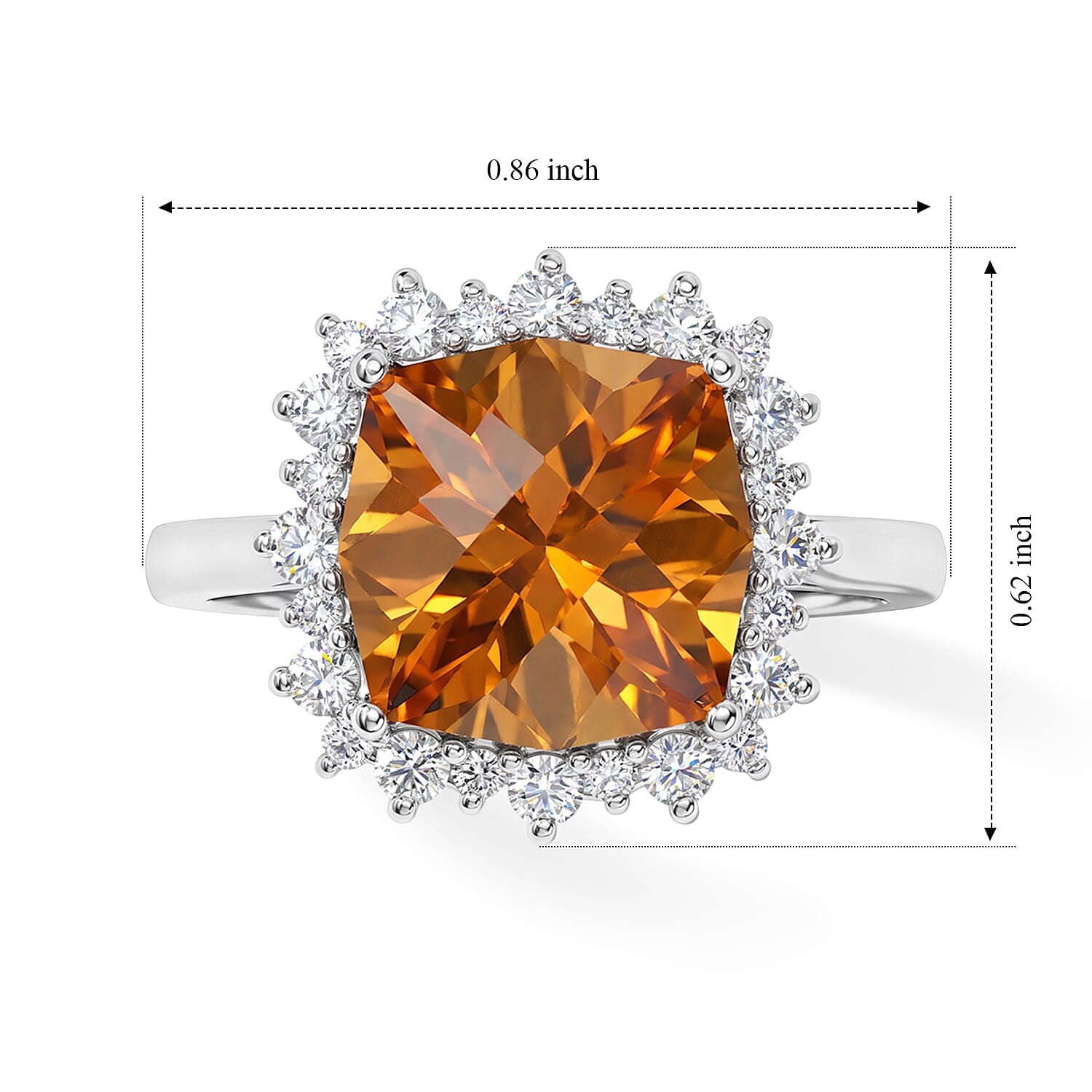 Certified and Appraised D'Joy Premium Twilight Cut Brazilian Citrine and Moissanite 5.00 ctw Ring in Rhodium Over Sterling Silver (Size 10.0)