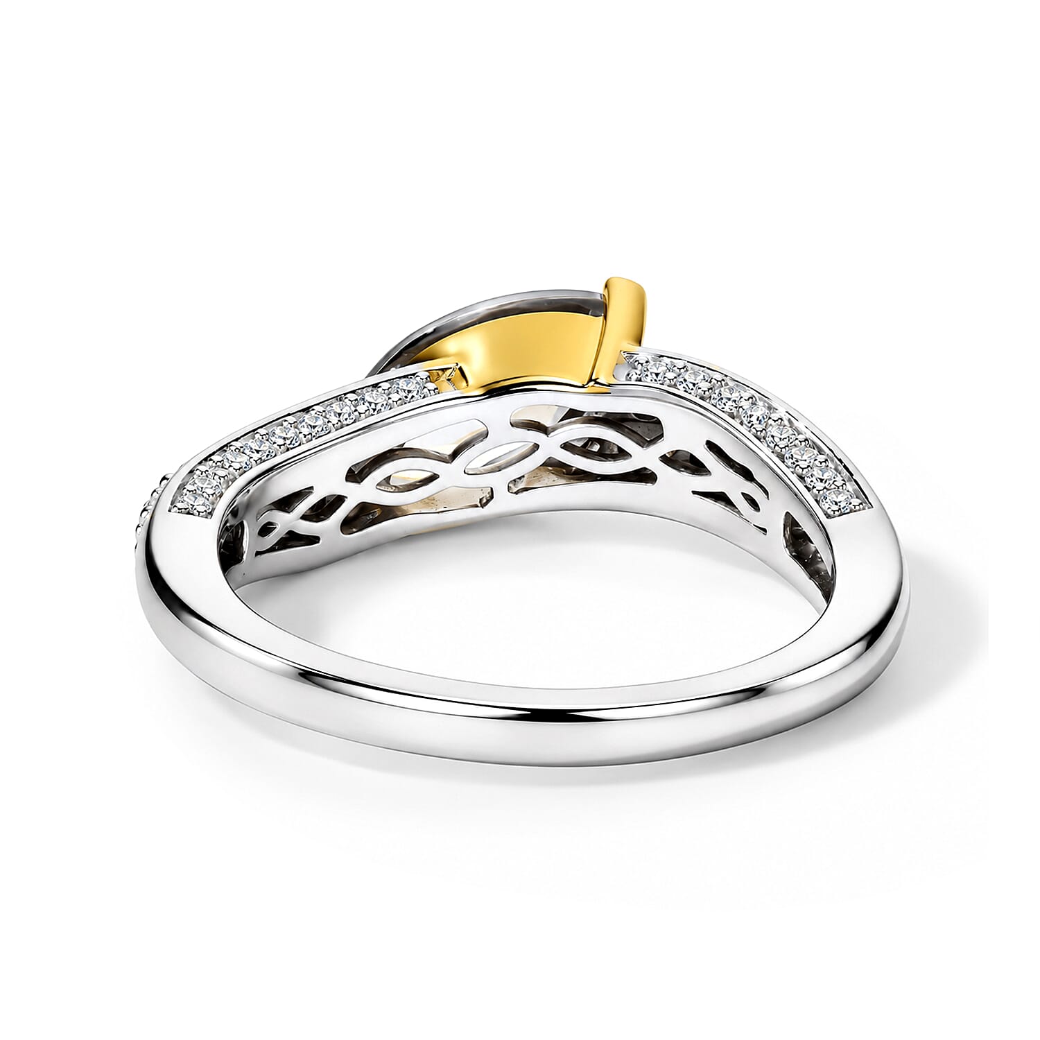 D'Joy AAA Turkizite and Moissanite 1.65 ctw Golden Eye Ring 18K Vermeil YG and Rhodium Over Sterling Silver (Size 6.0)