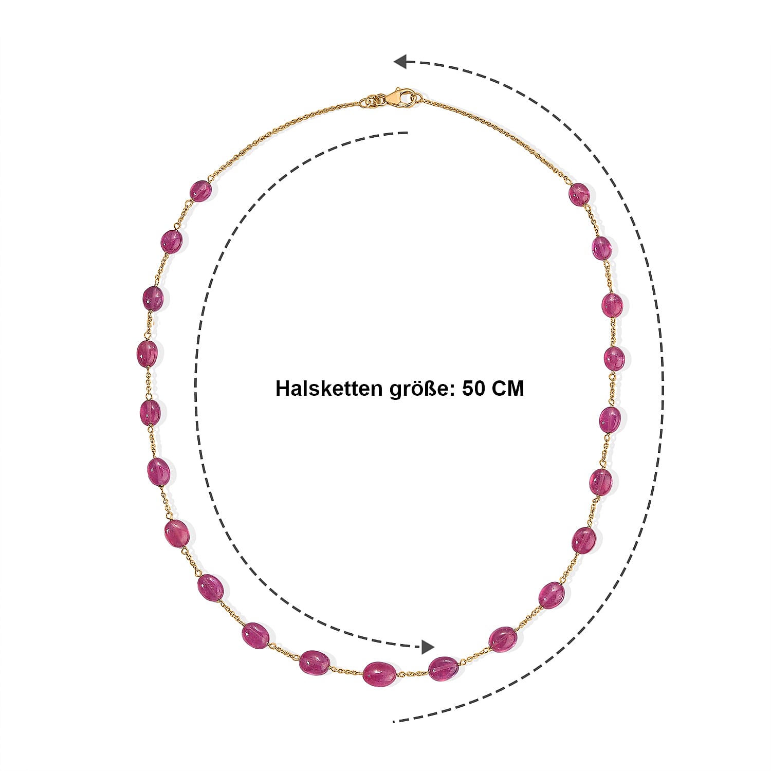 D'Joy Premium Niassa Ruby (FF) 55.00 ctw Beaded Graduated Necklace (18-20 Inches) in 18K Vermeil Yellow Gold Over Sterling Silver