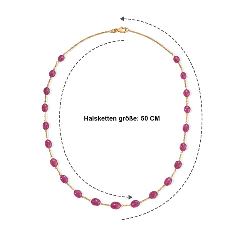 D'Joy Premium Niassa Ruby (FF) 55.00 ctw Beaded Graduated Necklace (18-20 Inches) in 18K Vermeil Yellow Gold Over Sterling Silver