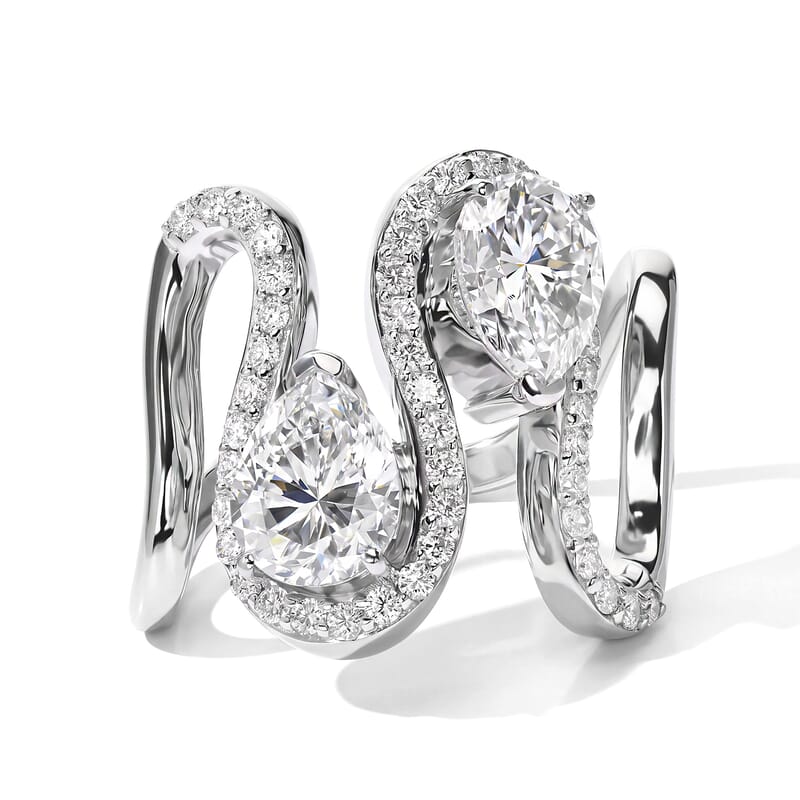 D'Joy Moissanite 4.10 ctw Ring in Rhodium Over Sterling Silver (Size 6.0)