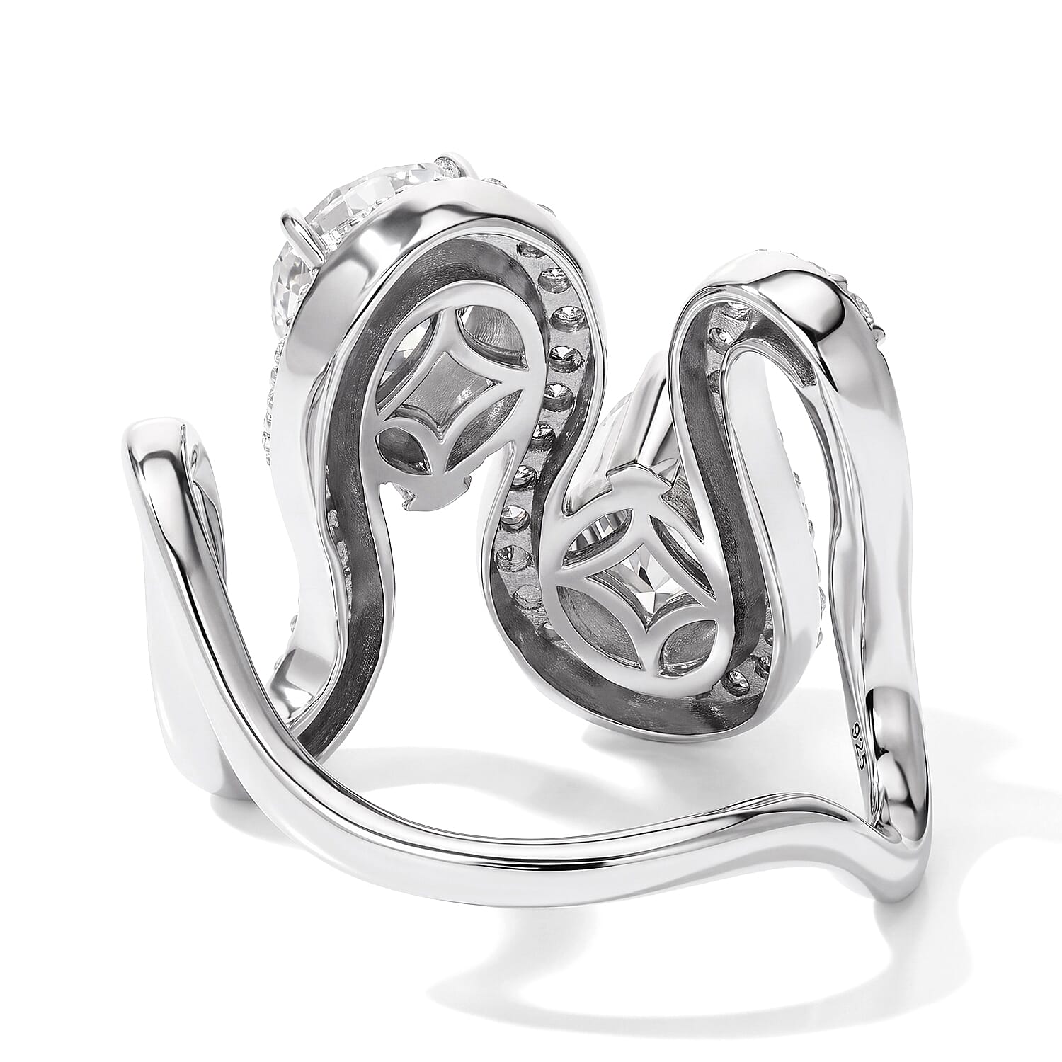 D'Joy Moissanite 4.10 ctw Ring in Rhodium Over Sterling Silver (Size 6.0)