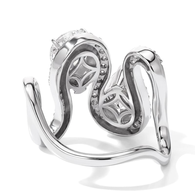 D'Joy Moissanite 4.10 ctw Ring in Rhodium Over Sterling Silver (Size 6.0)