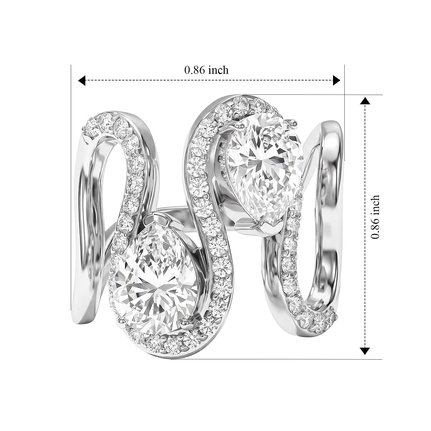 D'Joy Moissanite 4.10 ctw Ring in Rhodium Over Sterling Silver (Size 6.0)