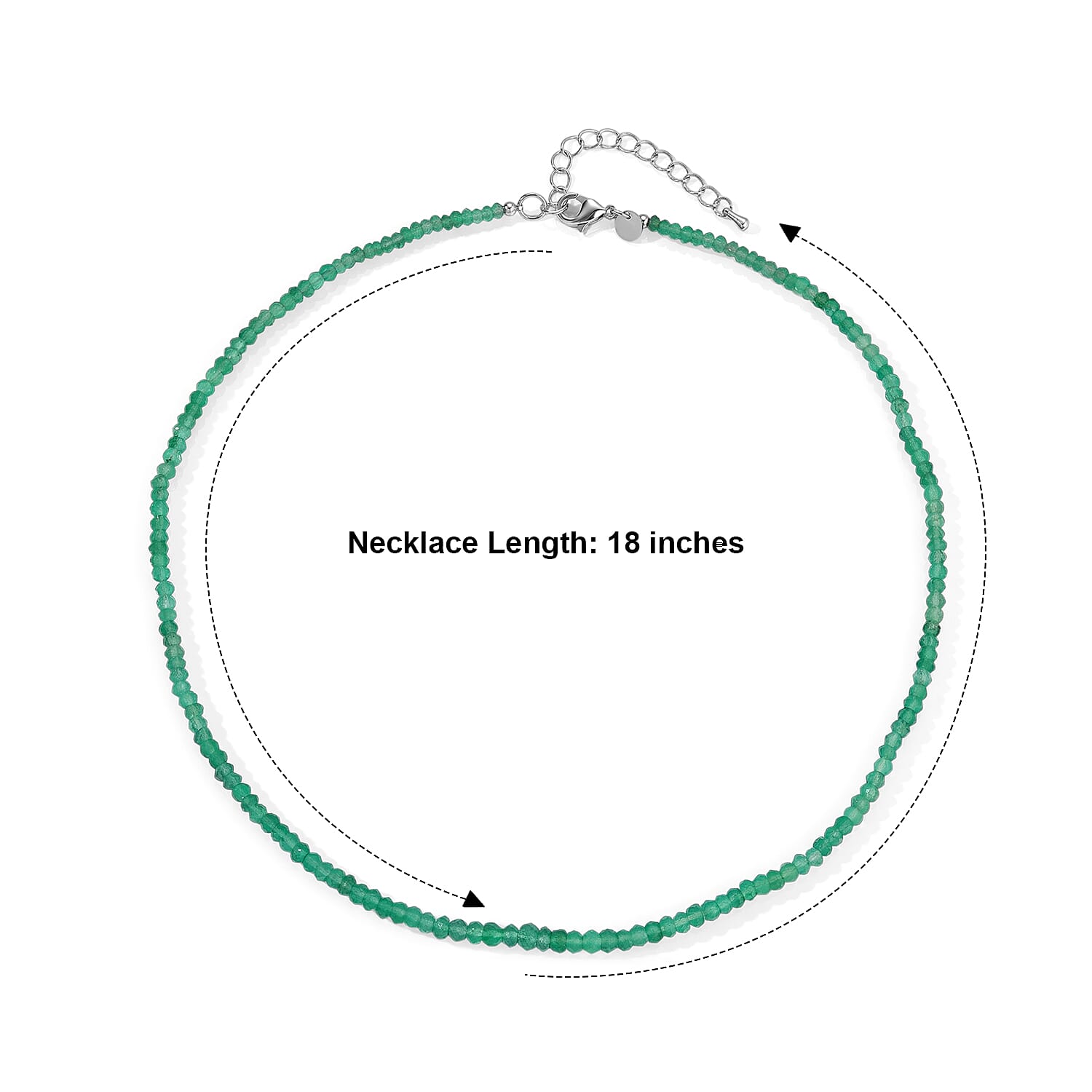 EverTrue Verde Onyx 50.00 ctw Necklace (18 Inches) in Stainless Steel