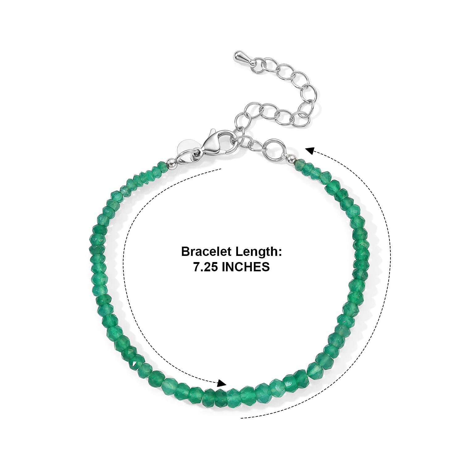 EverTrue Verde Onyx 20.00 ctw Bracelet in Stainless Steel (7.25 In)