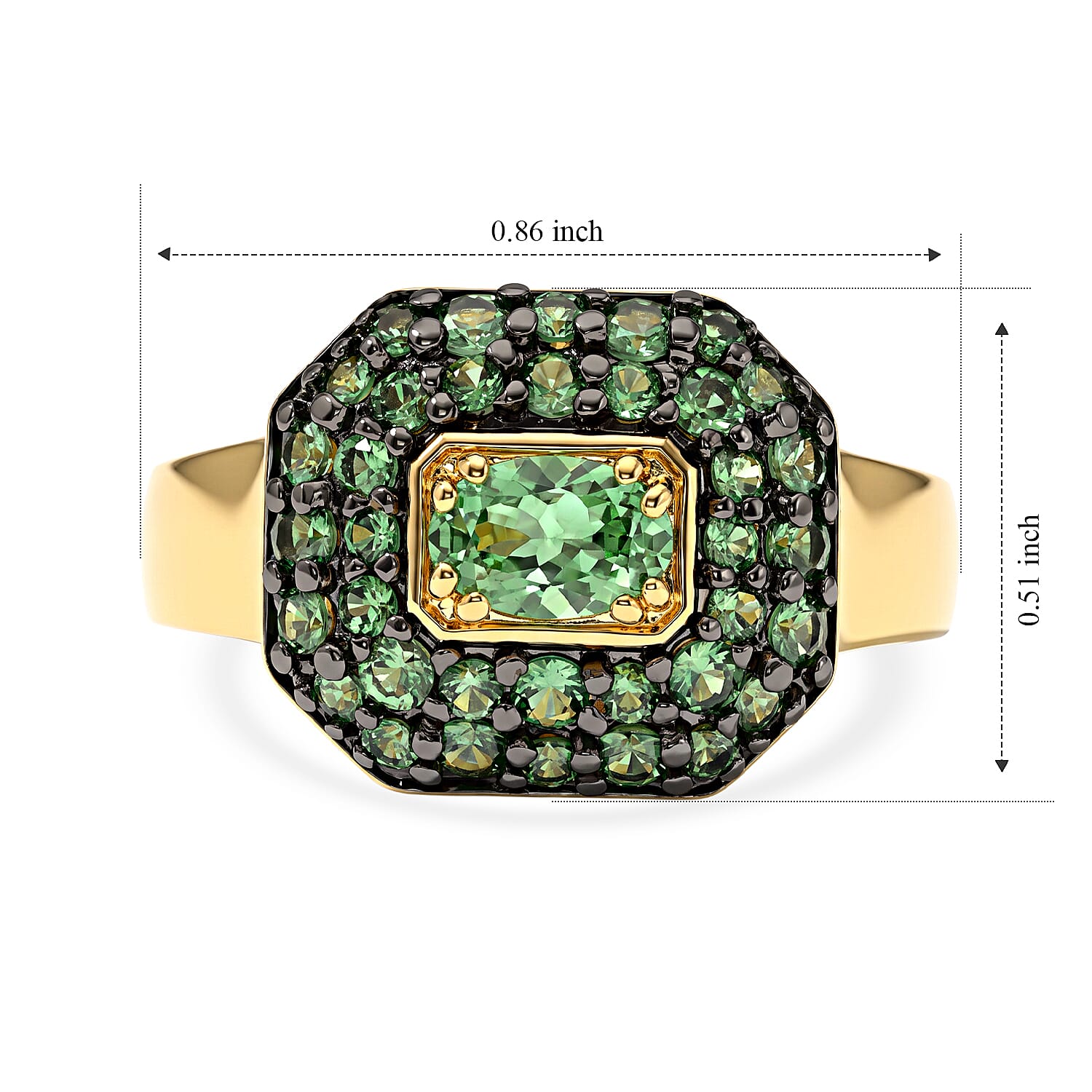 D'Joy Premium Tsavorite Garnet 1.35 ctw Petal Garden Ring in 18K Vermeil Yellow Gold Over Sterling Silver (Size 6.0)