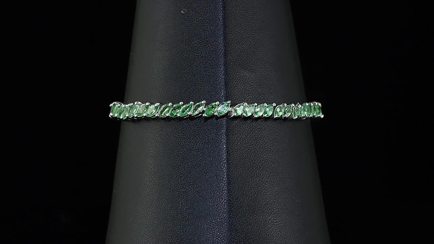 D''Joy Premium Tsavorite Garnet Bracelet in Rhodium Over Sterling Silver (7.25 In) 7.70 ctw