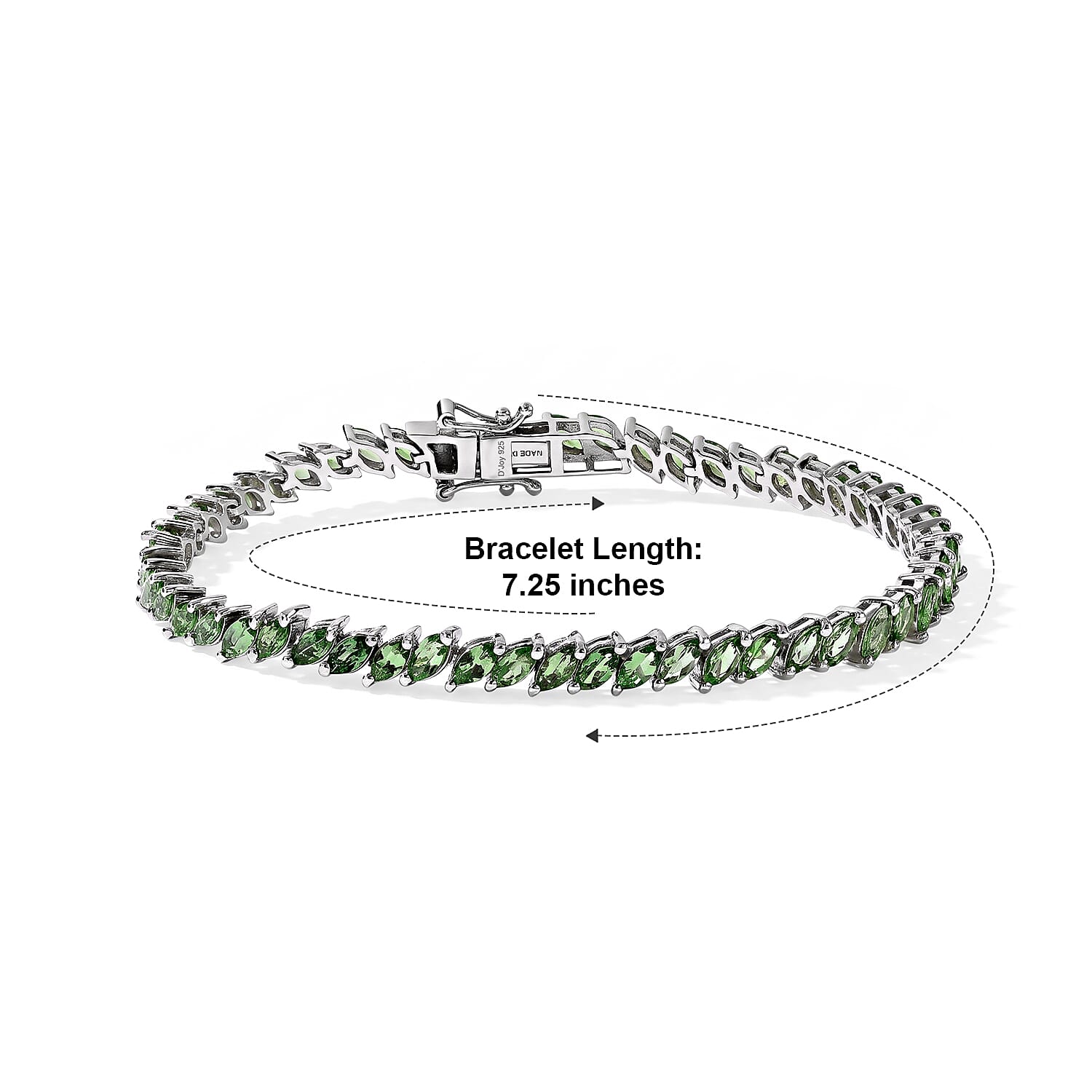 D'Joy Premium Tsavorite Garnet 7.70 ctw Bracelet in Rhodium Over Sterling Silver (7.25 In)