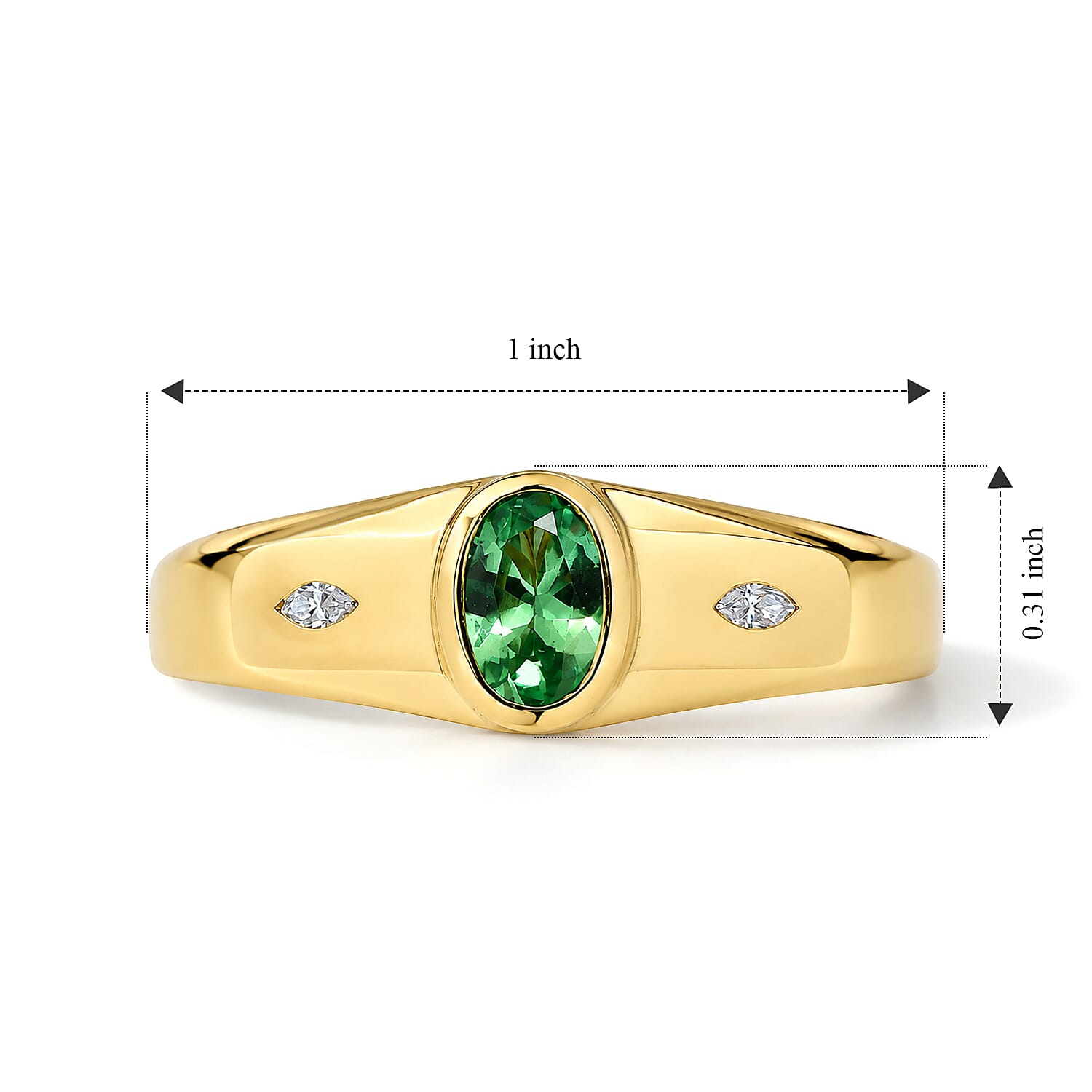 D'Joy Premium Tsavorite Garnet and Moissanite 0.60 ctw Men's Ring in 18K Vermeil Yellow Gold Over Sterling Silver (Size 10.0)