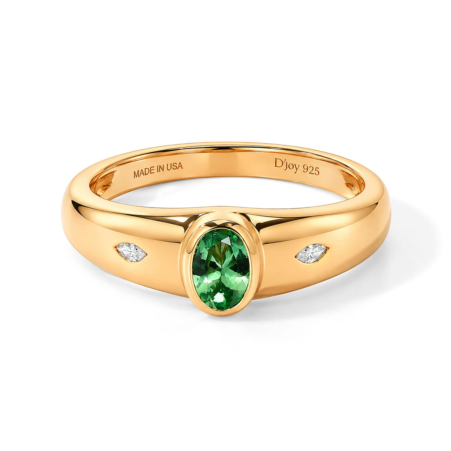 D'Joy Premium Tsavorite Garnet and Moissanite 0.60 ctw Men's Ring in 18K Vermeil Yellow Gold Over Sterling Silver (Size 9.0)