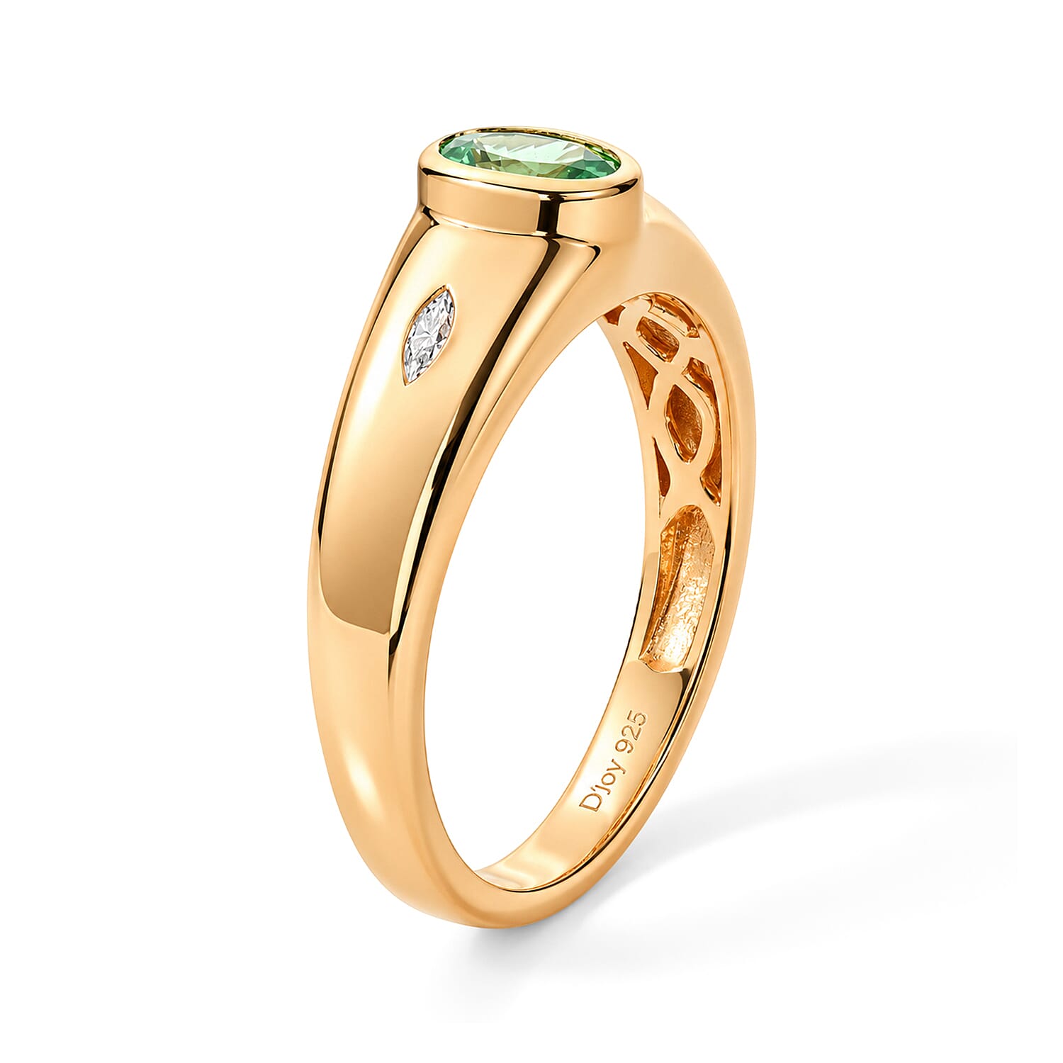 D'Joy Premium Tsavorite Garnet and Moissanite 0.60 ctw Men's Ring in 18K Vermeil Yellow Gold Over Sterling Silver (Size 9.0)