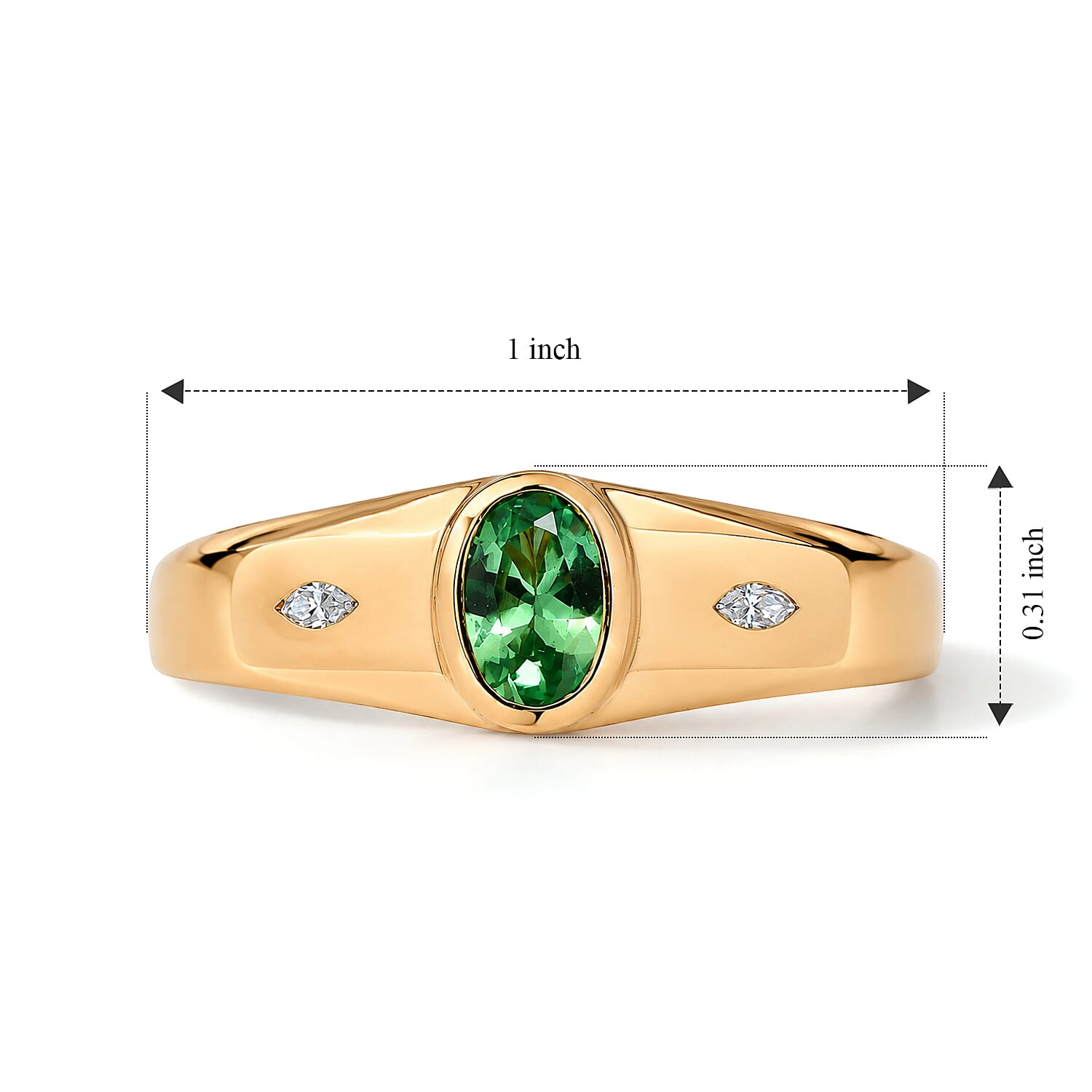D'Joy Premium Tsavorite Garnet and Moissanite 0.60 ctw Men's Ring in 18K Vermeil Yellow Gold Over Sterling Silver (Size 9.0)