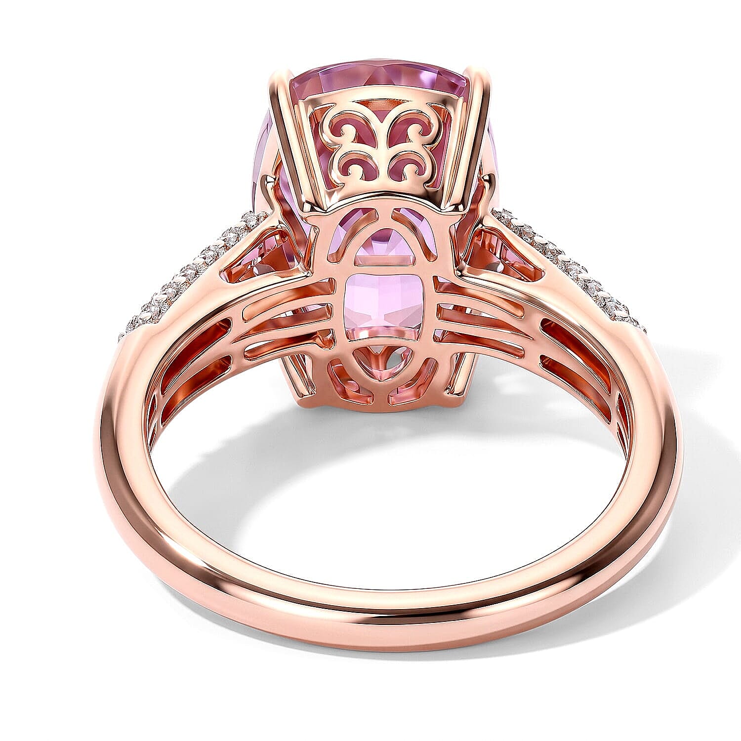 Luxoro AAA Patroke Kunzite, Paraiba Tourmaline and Diamond I2 6.50 ctw Azure Line Ring in 10K Rose Gold (Size 6.0)